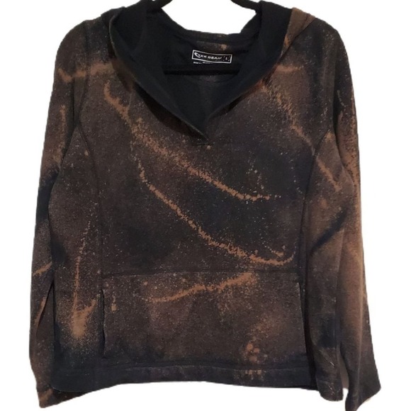 Boys Size Large Bleached & BlackHooded Sweatshirt Athleisure Pullover - Picture 1 of 6